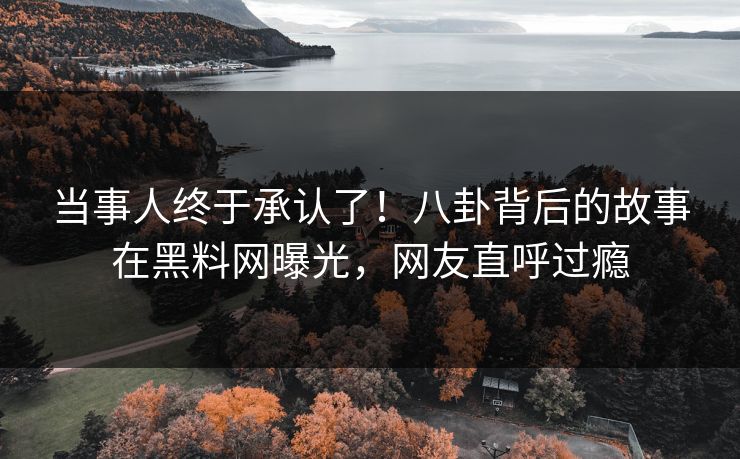 当事人终于承认了！八卦背后的故事在黑料网曝光，网友直呼过瘾