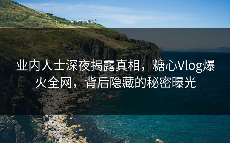业内人士深夜揭露真相，糖心Vlog爆火全网，背后隐藏的秘密曝光