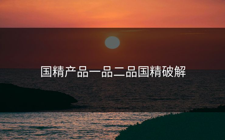 国精产品一品二品国精破解
