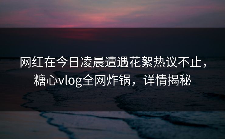 网红在今日凌晨遭遇花絮热议不止，糖心vlog全网炸锅，详情揭秘