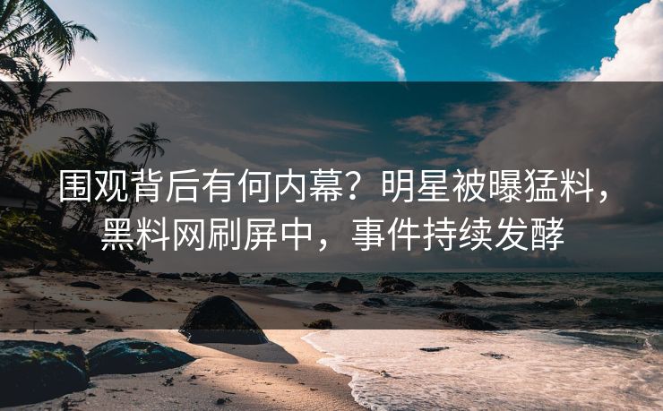 围观背后有何内幕？明星被曝猛料，黑料网刷屏中，事件持续发酵