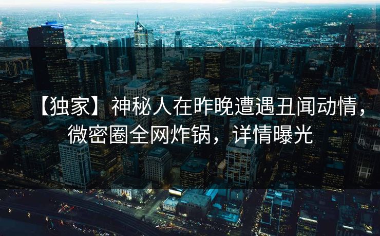 【独家】神秘人在昨晚遭遇丑闻动情，微密圈全网炸锅，详情曝光